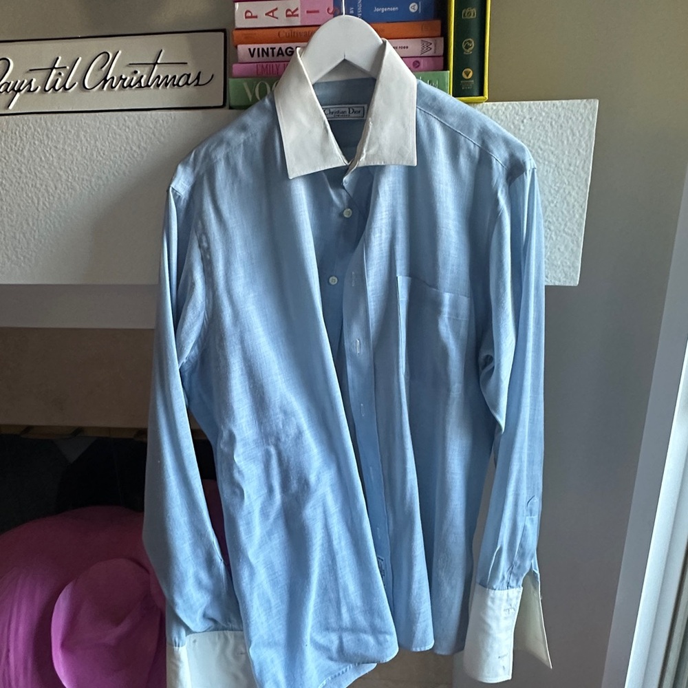 Dior Light Blue Dress Shirt with White Accents